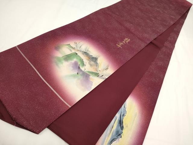 平和屋着物▼榎木孝明 太鼓柄袋帯 手描き 遠山文 銀通し地 正絹 逸品 AABF7904wj - Image 6