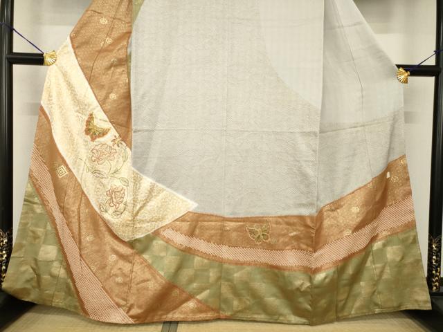 平和屋着物●訪問着 駒刺繍 花蝶文 金彩 正絹 逸品 AABF9020ck - Image 3