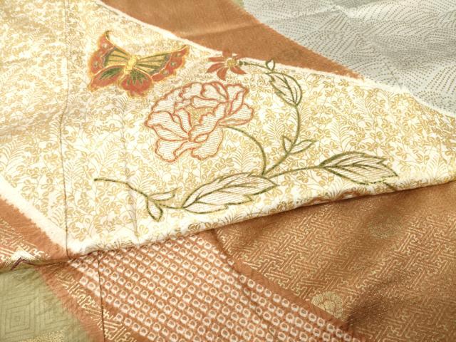 平和屋着物●訪問着 駒刺繍 花蝶文 金彩 正絹 逸品 AABF9020ck - Image 5