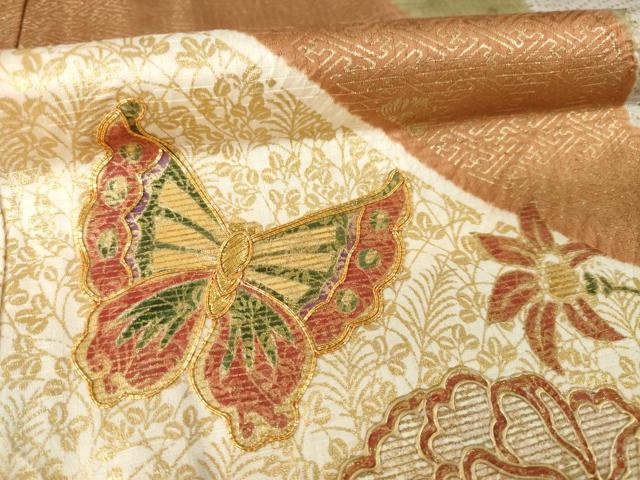 平和屋着物●訪問着 駒刺繍 花蝶文 金彩 正絹 逸品 AABF9020ck - Image 6