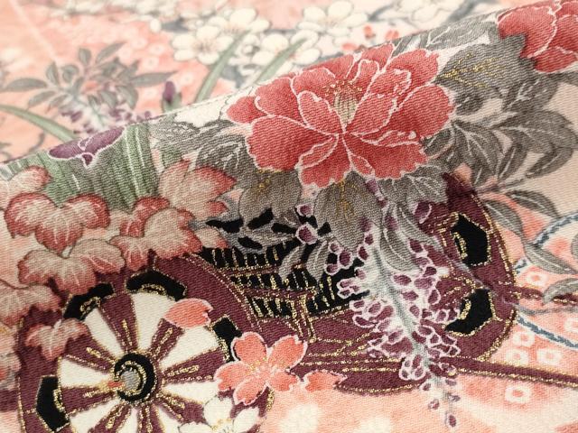 平和屋着物■上質な小紋 花車文 金彩 正絹 逸品 AABG3046st - Image 4
