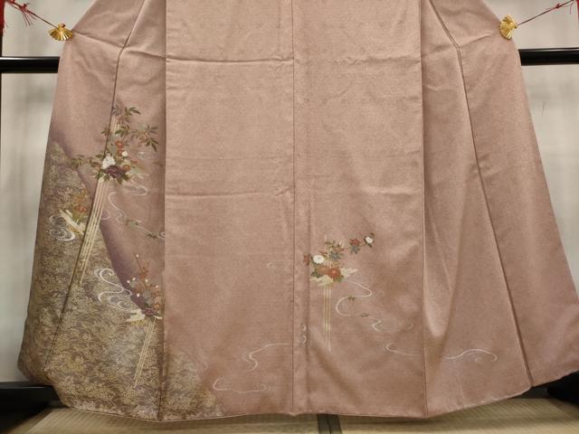 平和屋着物■訪問着 刺繍 草花文 暈し染め 金糸 金銀彩 正絹 逸品 AABG3065st - Image 3