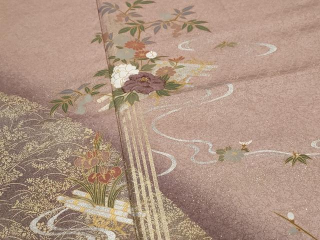 平和屋着物■訪問着 刺繍 草花文 暈し染め 金糸 金銀彩 正絹 逸品 AABG3065st - Image 4