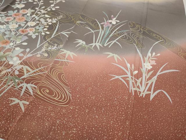 平和屋着物●訪問着 鷺流水草花文 金彩 正絹 逸品 CABD0221ut - Image 5