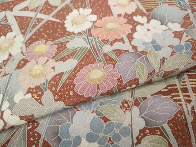 平和屋着物●訪問着 鷺流水草花文 金彩 正絹 逸品 CABD0221ut - Image 6