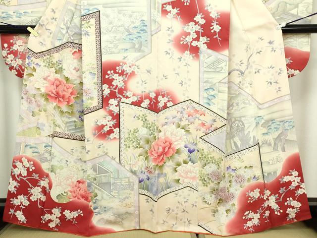 平和屋着物■豪華振袖 風景草花文 暈し染め 正絹 逸品 DABC0438sf - Image 3