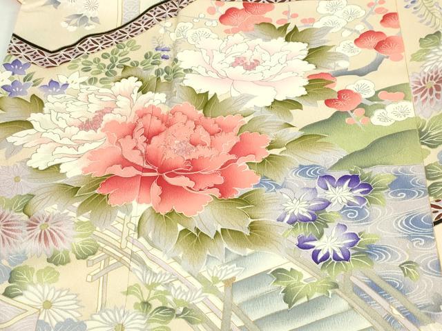 平和屋着物■豪華振袖 風景草花文 暈し染め 正絹 逸品 DABC0438sf - Image 4