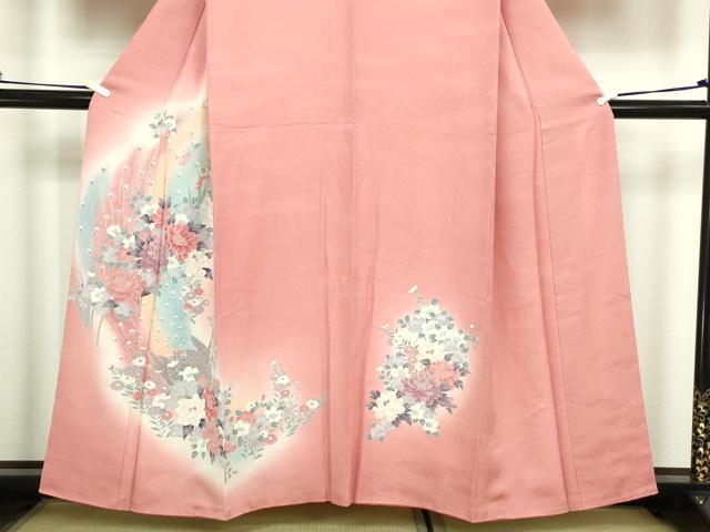 平和屋着物■訪問着 孔雀花文 暈し染め 金彩 正絹 逸品 DABC0440sf - Image 3