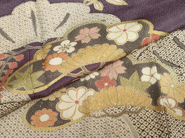 平和屋着物●訪問着 草花松文 金彩 鬼しぼ縮緬 正絹 逸品 DABC2079ud - Image 7