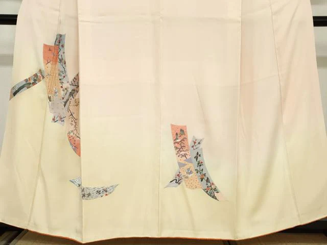 平和屋着物▼訪問着 総刺繍 短冊人物風景花鳥文 暈し染め 金糸 正絹 逸品 DABC2151ud - Image 4