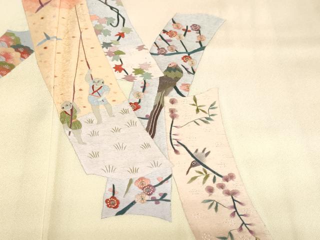 平和屋着物▼訪問着 総刺繍 短冊人物風景花鳥文 暈し染め 金糸 正絹 逸品 DABC2151ud - Image 6