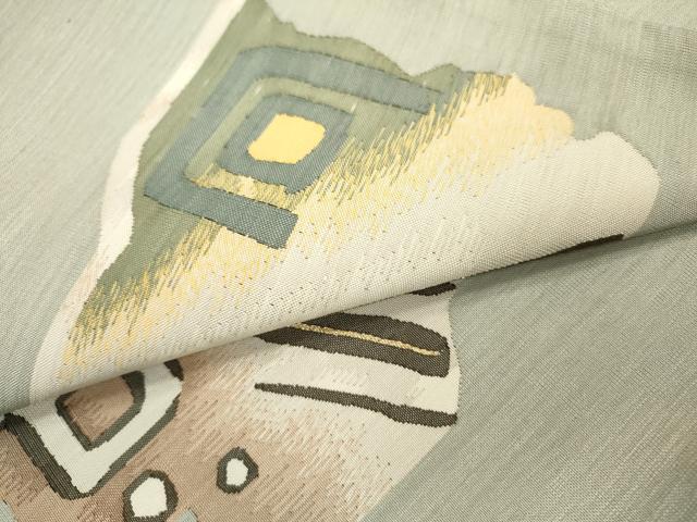平和屋着物▼中国三大刺繍 蘇州刺繍 太鼓柄袋帯 抽象文様 金糸 正絹 逸品 未使用 DABC6337fe - Image 3
