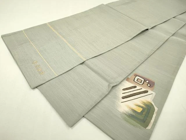 平和屋着物▼中国三大刺繍 蘇州刺繍 太鼓柄袋帯 抽象文様 金糸 正絹 逸品 未使用 DABC6337fe - Image 7