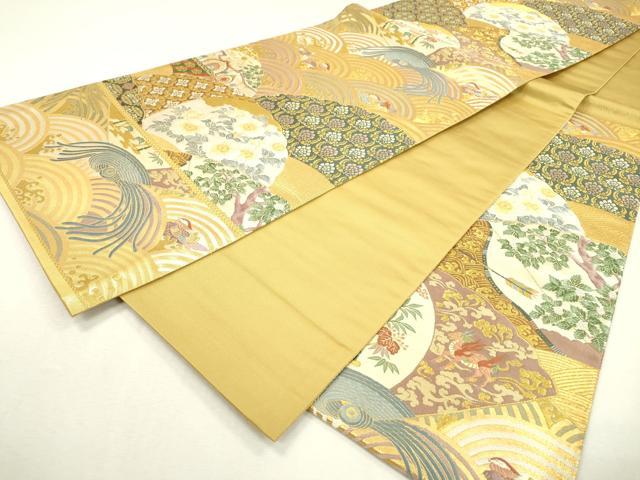 平和屋着物▼六通柄袋帯 唐織 鴛鴦吉祥花文 金糸 正絹 逸品 DABC6355fe - Image 5