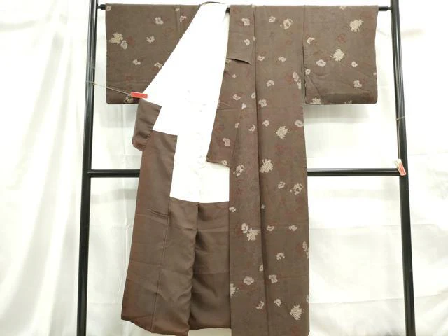 平和屋着物■上質な小紋 草花文 金彩 正絹 逸品 DABC9216qa - Image 3