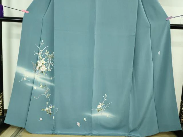 平和屋着物●極上 本加賀友禅作家 南克治 訪問着 草花文 暈し染め 薄花色地 逸品 DZAB4398kh6 - Image 4
