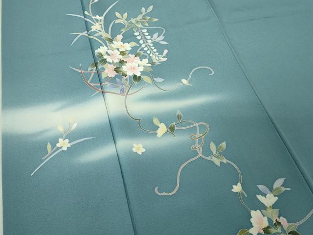 平和屋着物●極上 本加賀友禅作家 南克治 訪問着 草花文 暈し染め 薄花色地 逸品 DZAB4398kh6 - Image 5