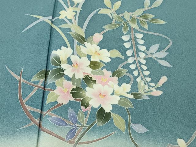 平和屋着物●極上 本加賀友禅作家 南克治 訪問着 草花文 暈し染め 薄花色地 逸品 DZAB4398kh6 - Image 6
