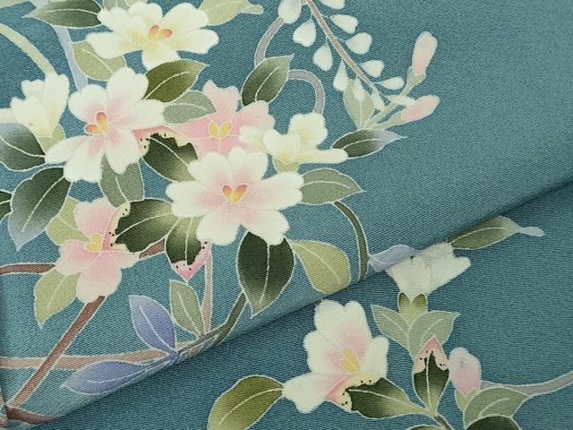 平和屋着物●極上 本加賀友禅作家 南克治 訪問着 草花文 暈し染め 薄花色地 逸品 DZAB4398kh6 - Image 7